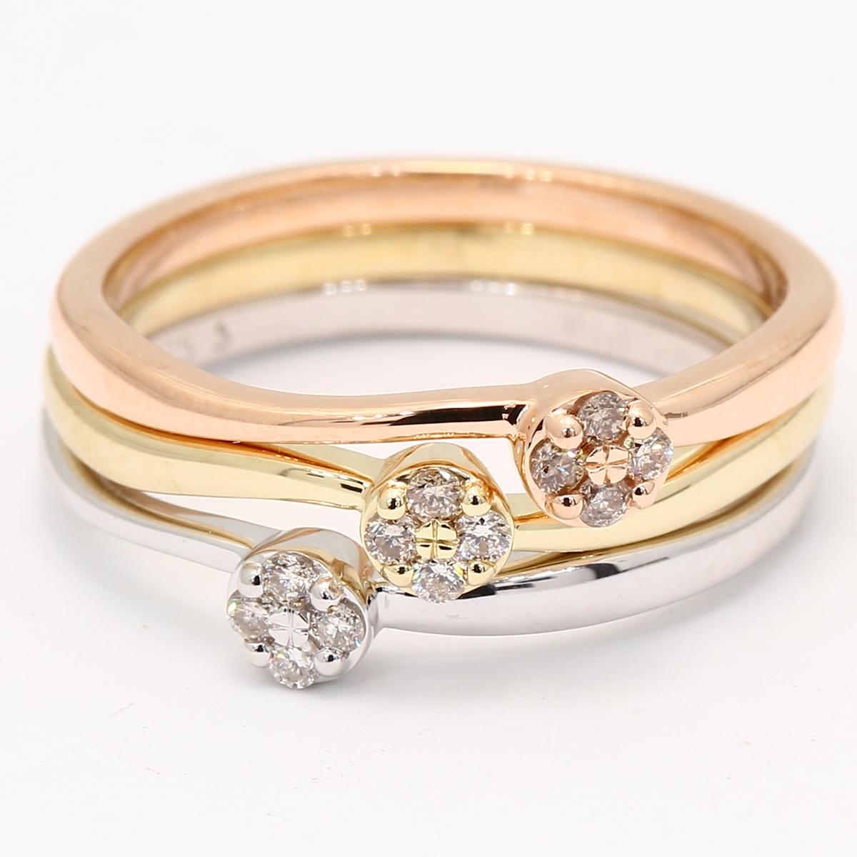 Heron champagne diamond three-ring stack