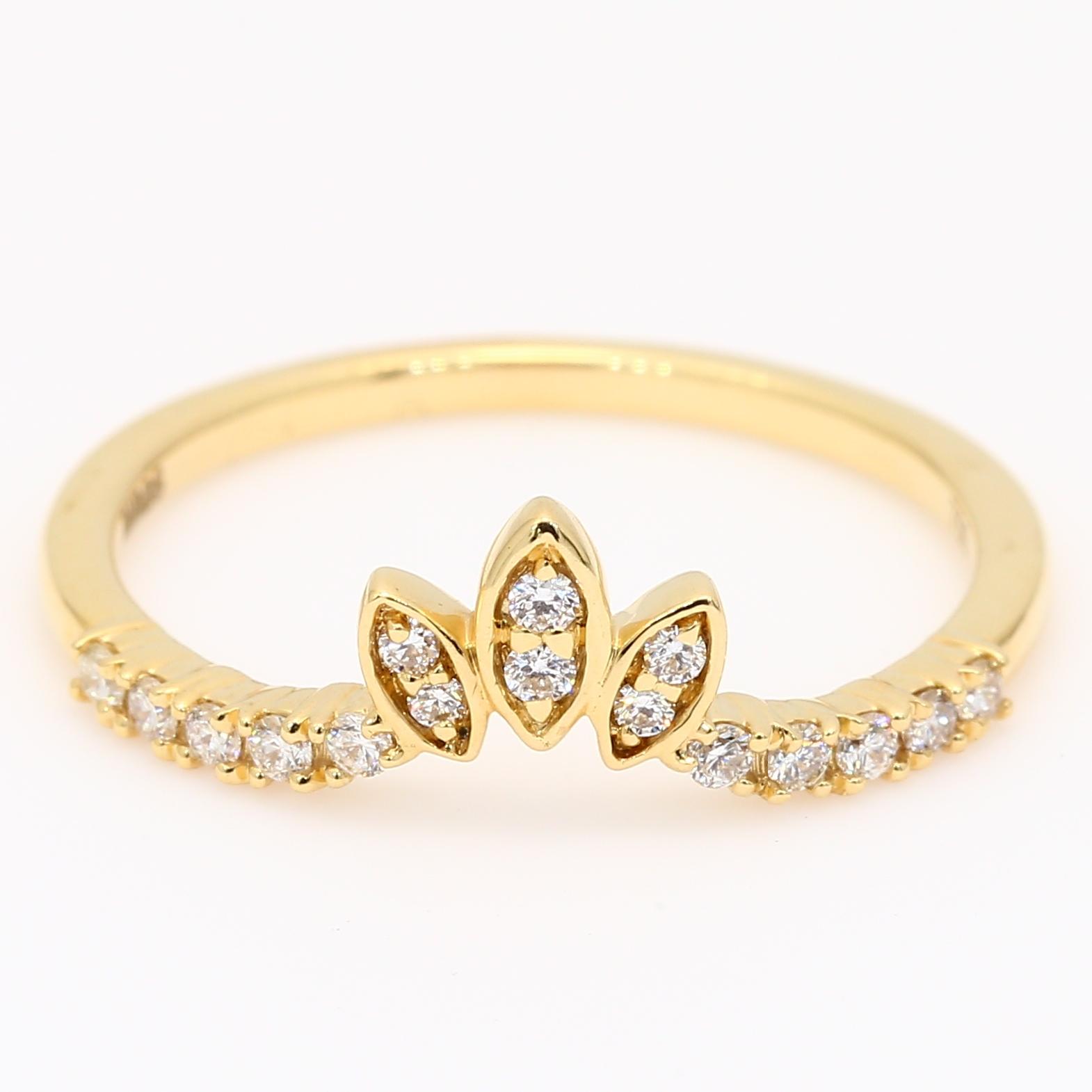 Coronet white diamond crown stackable ring