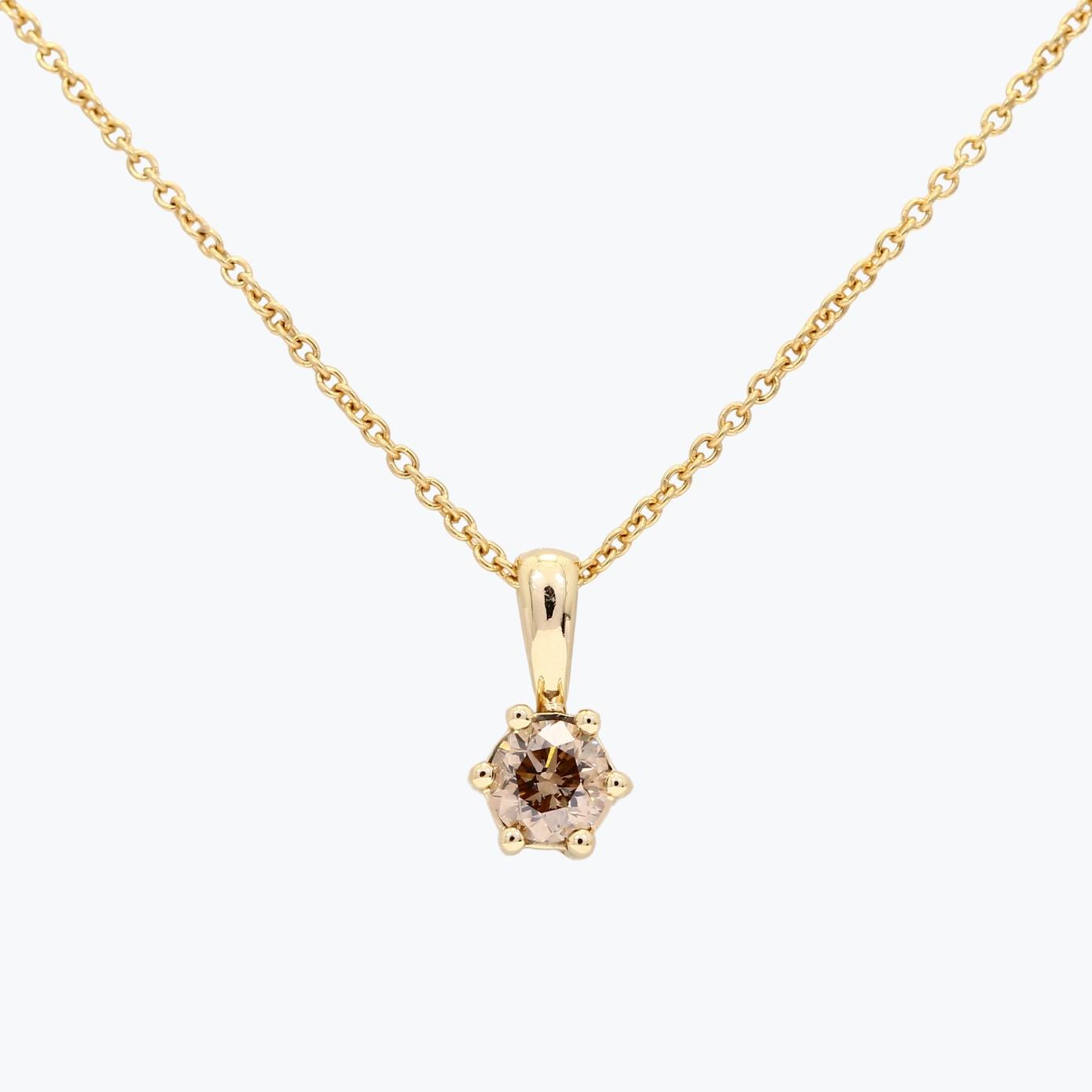 Sparkling solitaire 0.40 ct champagne diamond necklace