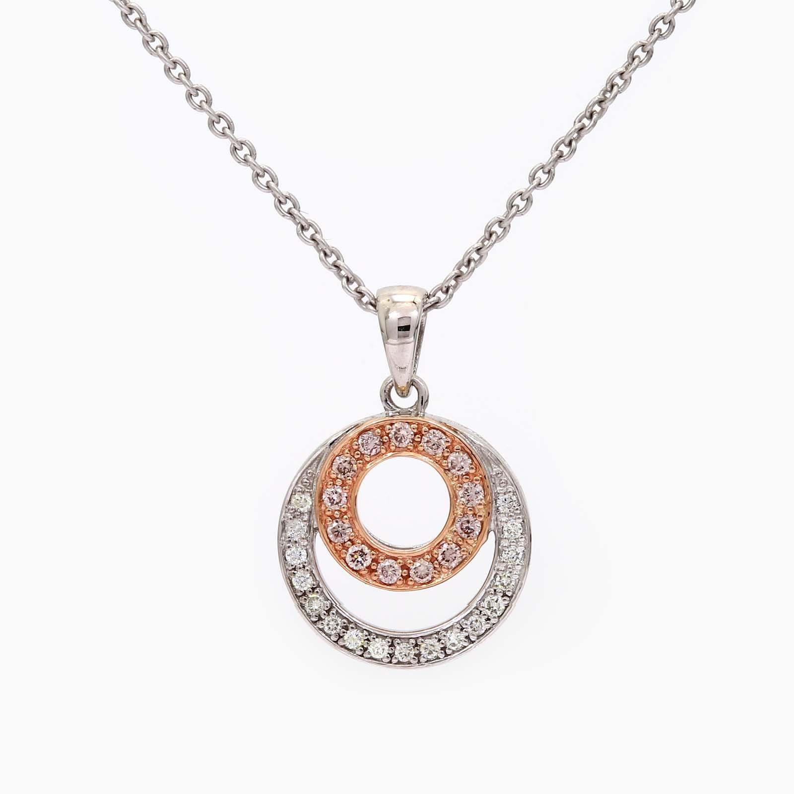 Oslo Argyle pink and white diamond circle pendant
