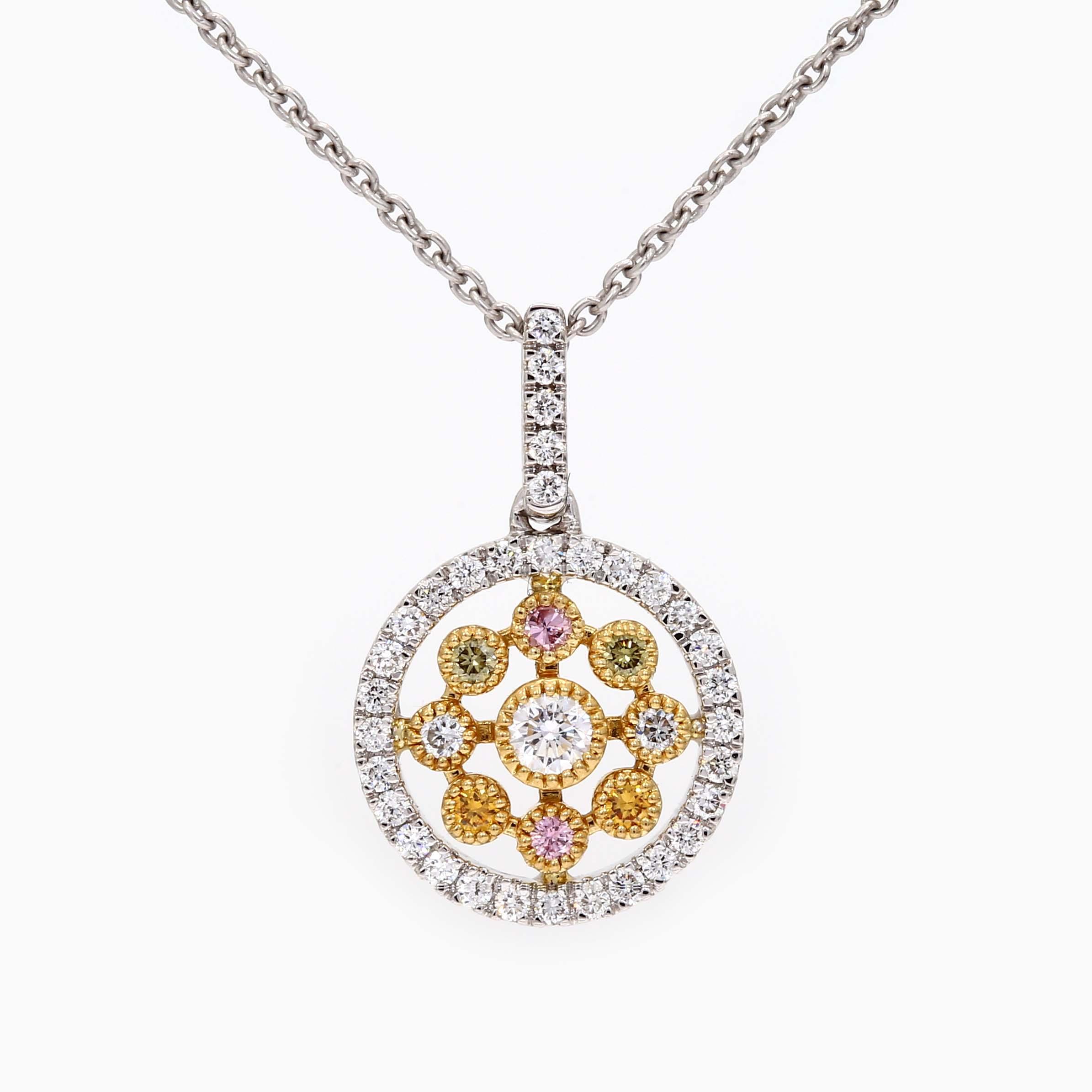 Isobella rainbow diamond flower necklace