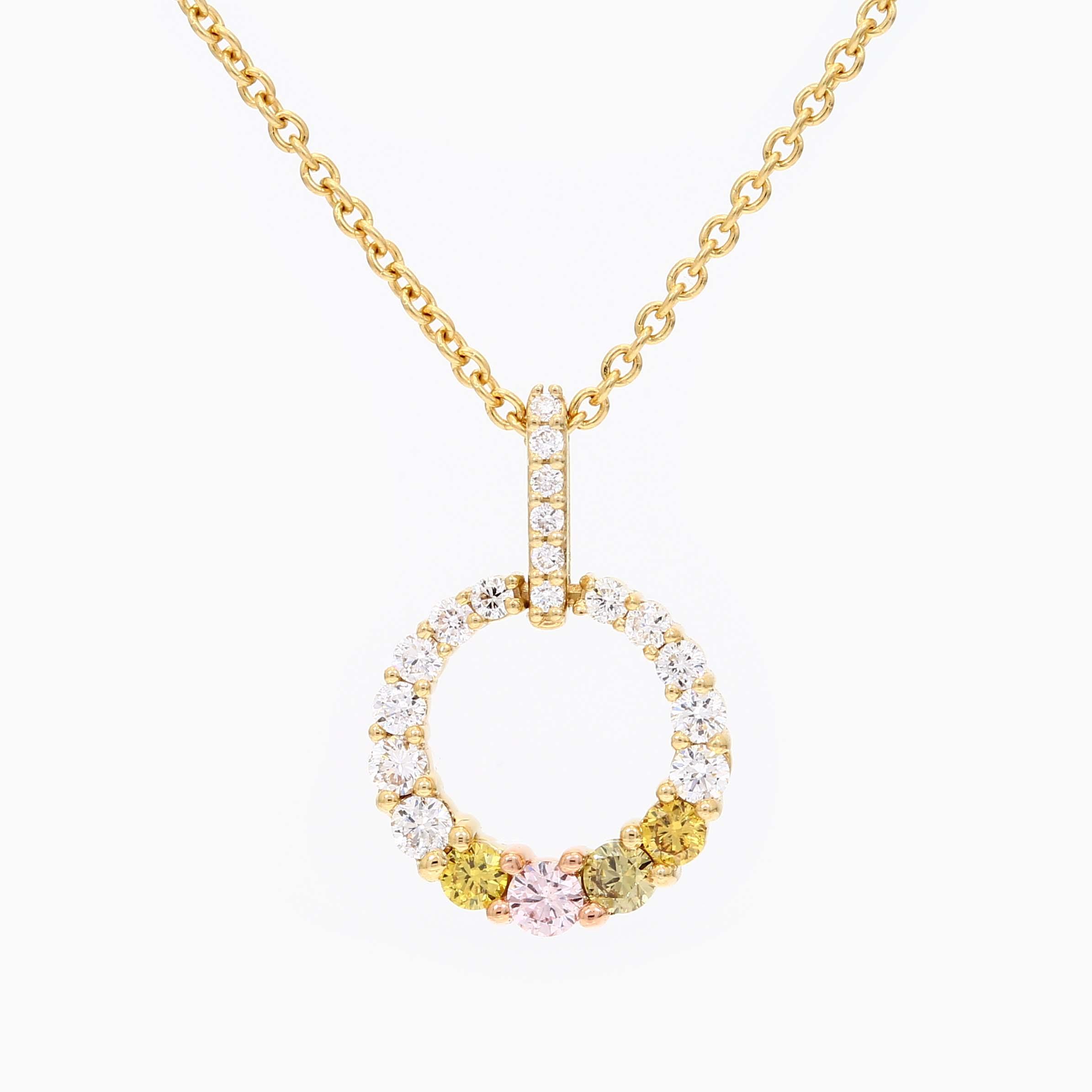 Celeste rainbow diamond circle necklace