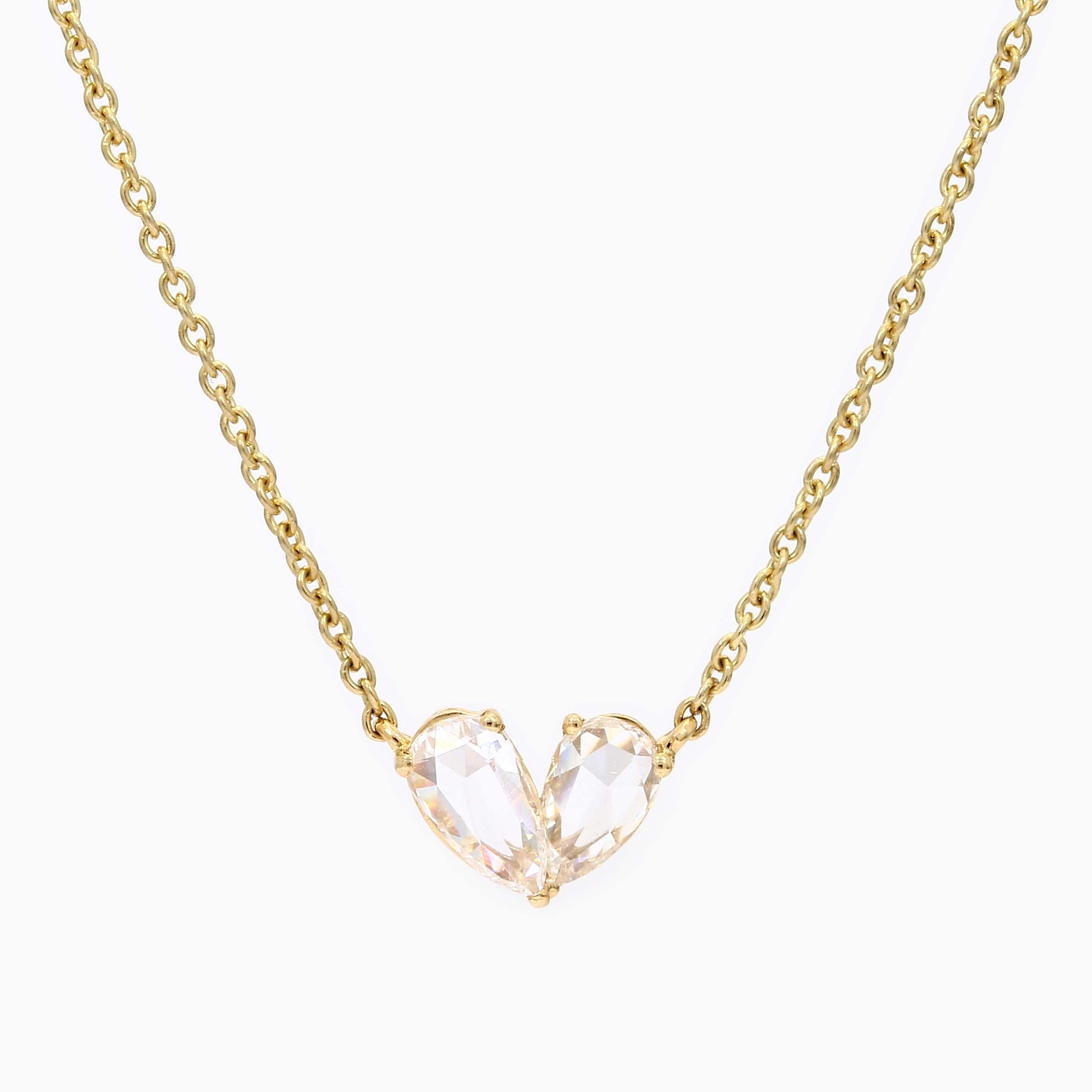 Petaline pear rose cut diamond necklace