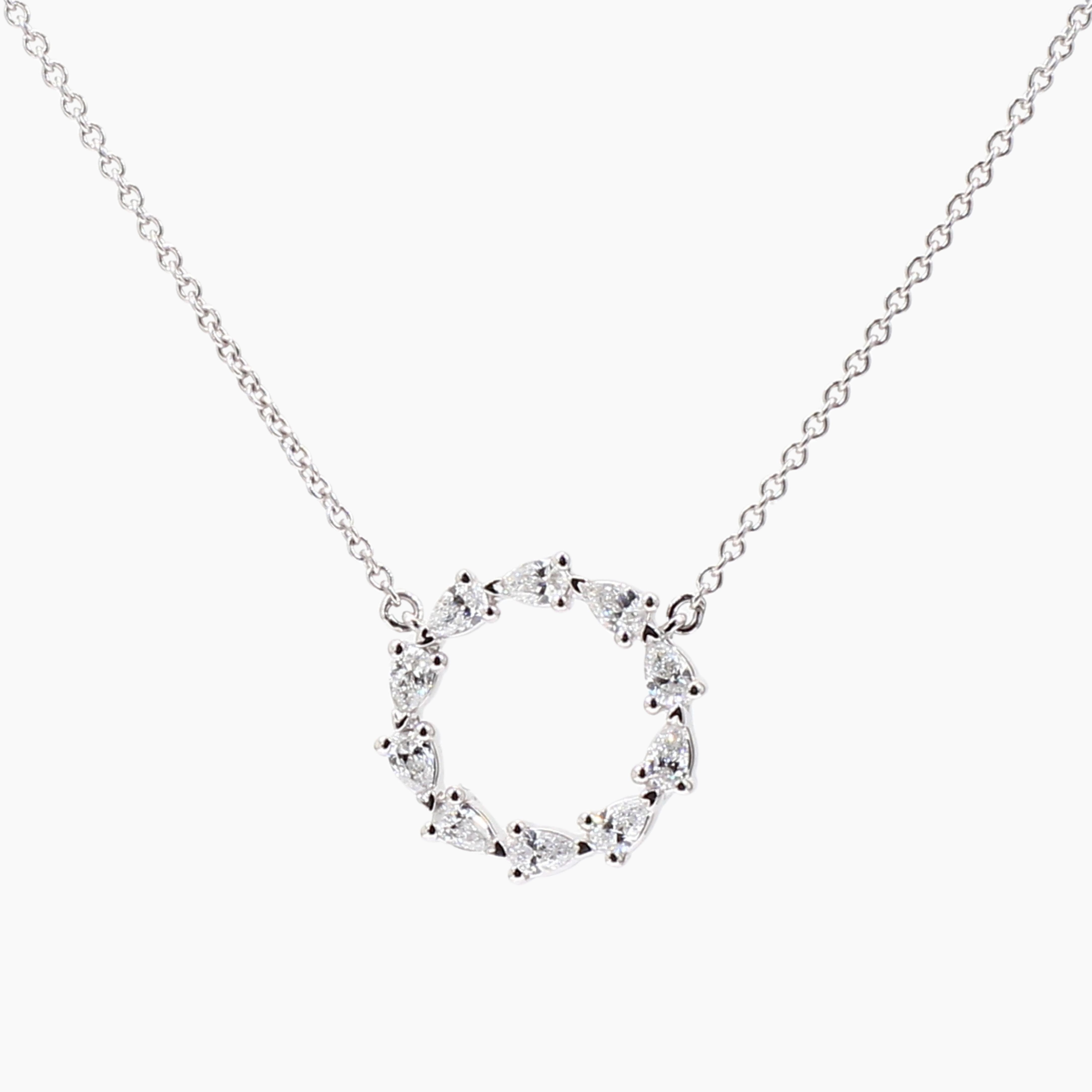Wreathe pear cut white diamond necklace