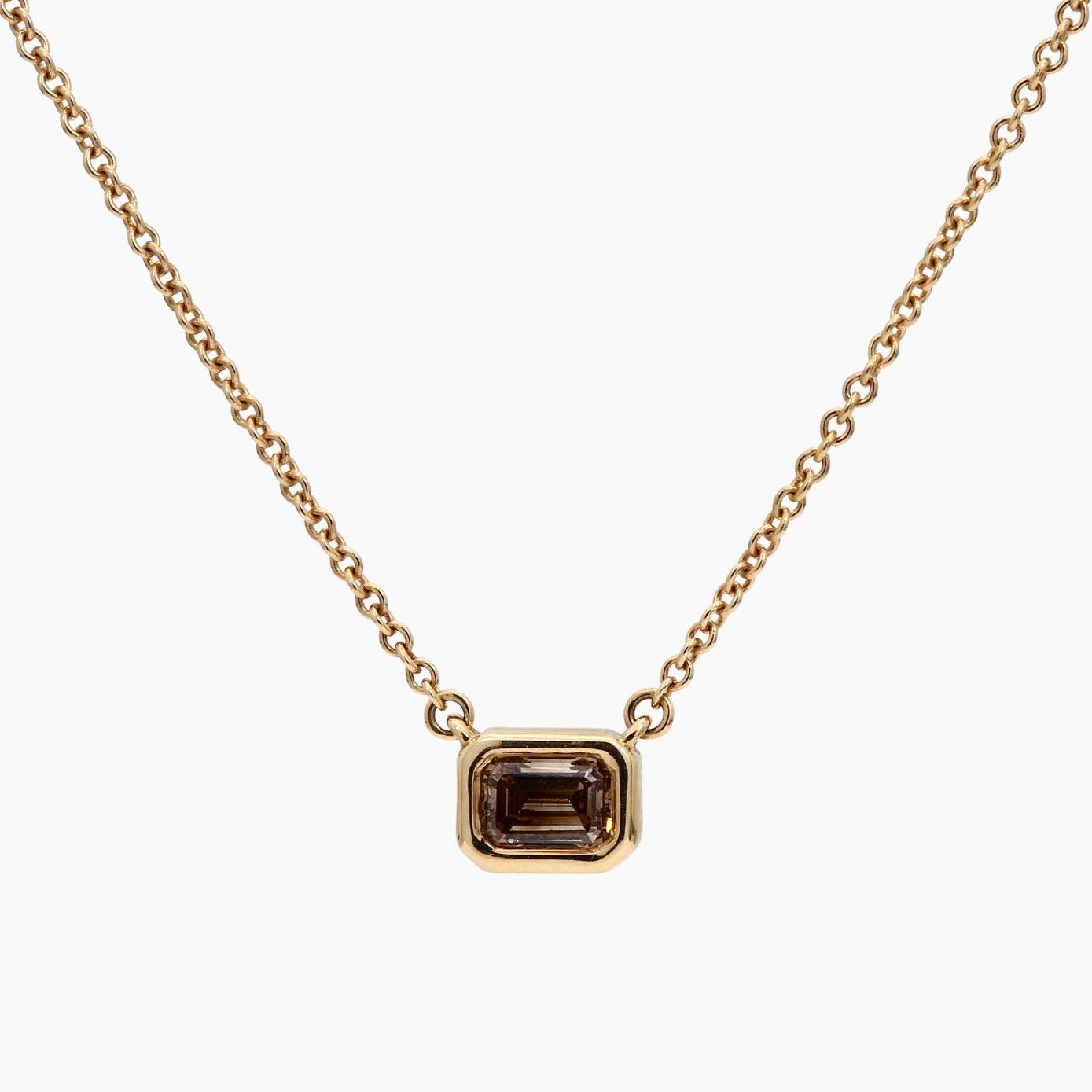 Emerald lumiere emerald cut champagne diamond necklace
