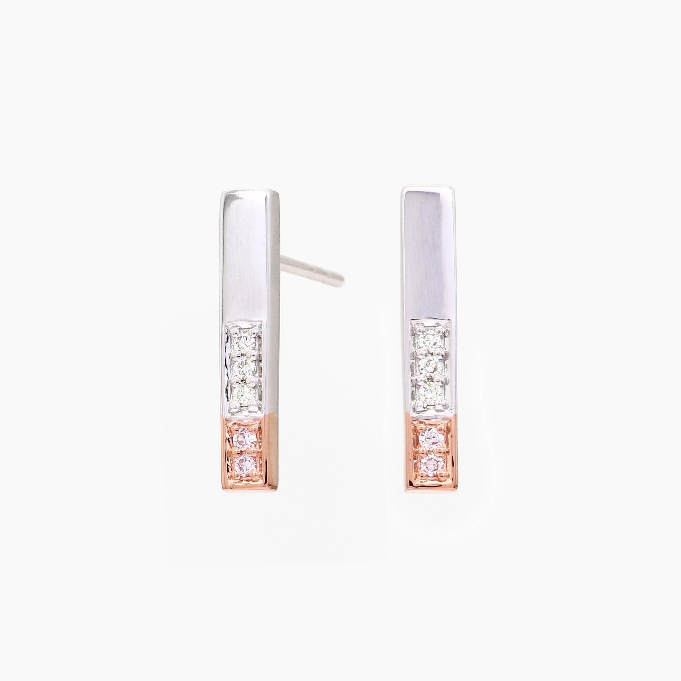 Nolita Argyle pink and white diamond bar earrings