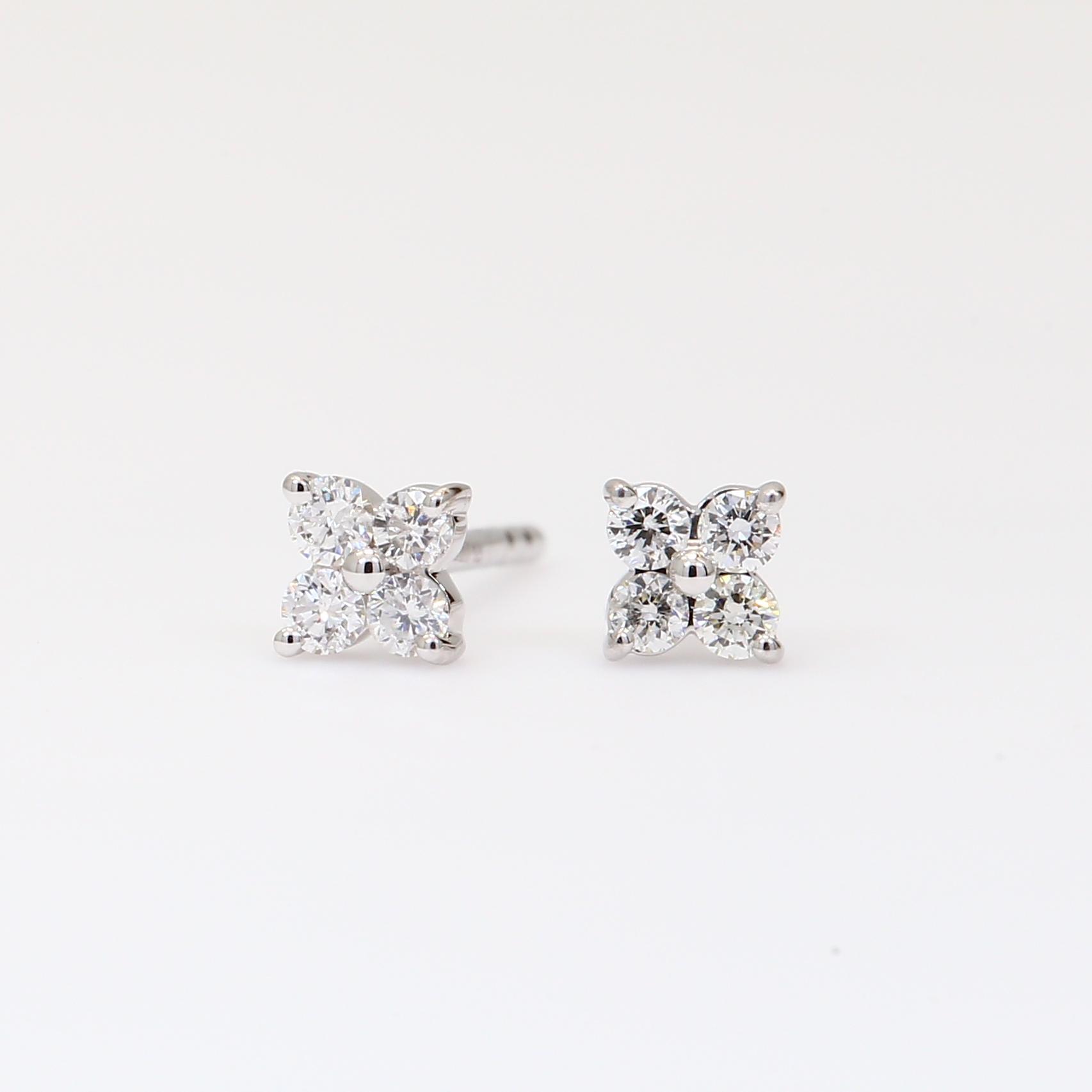 Flora white diamond flower stud earrings