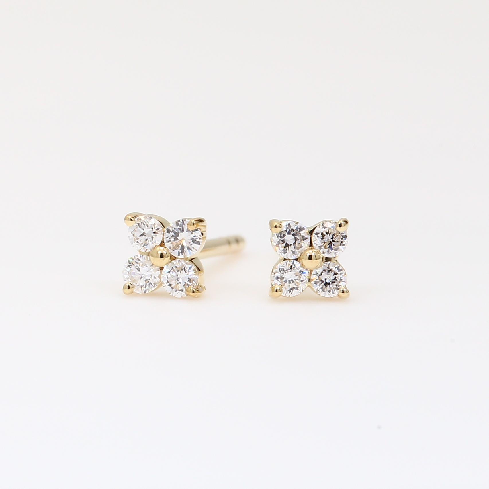 Flora white diamond flower stud earrings