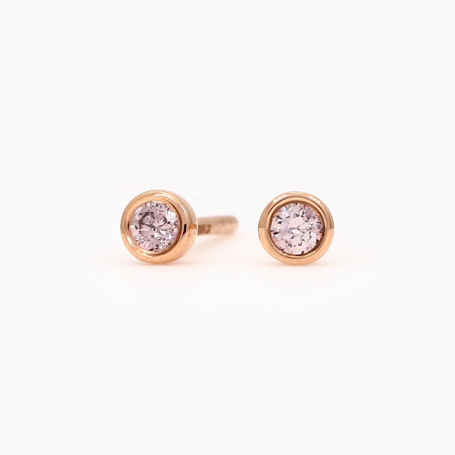 Lumiere 0.09ct Argyle pink diamond bezel set stud earrings