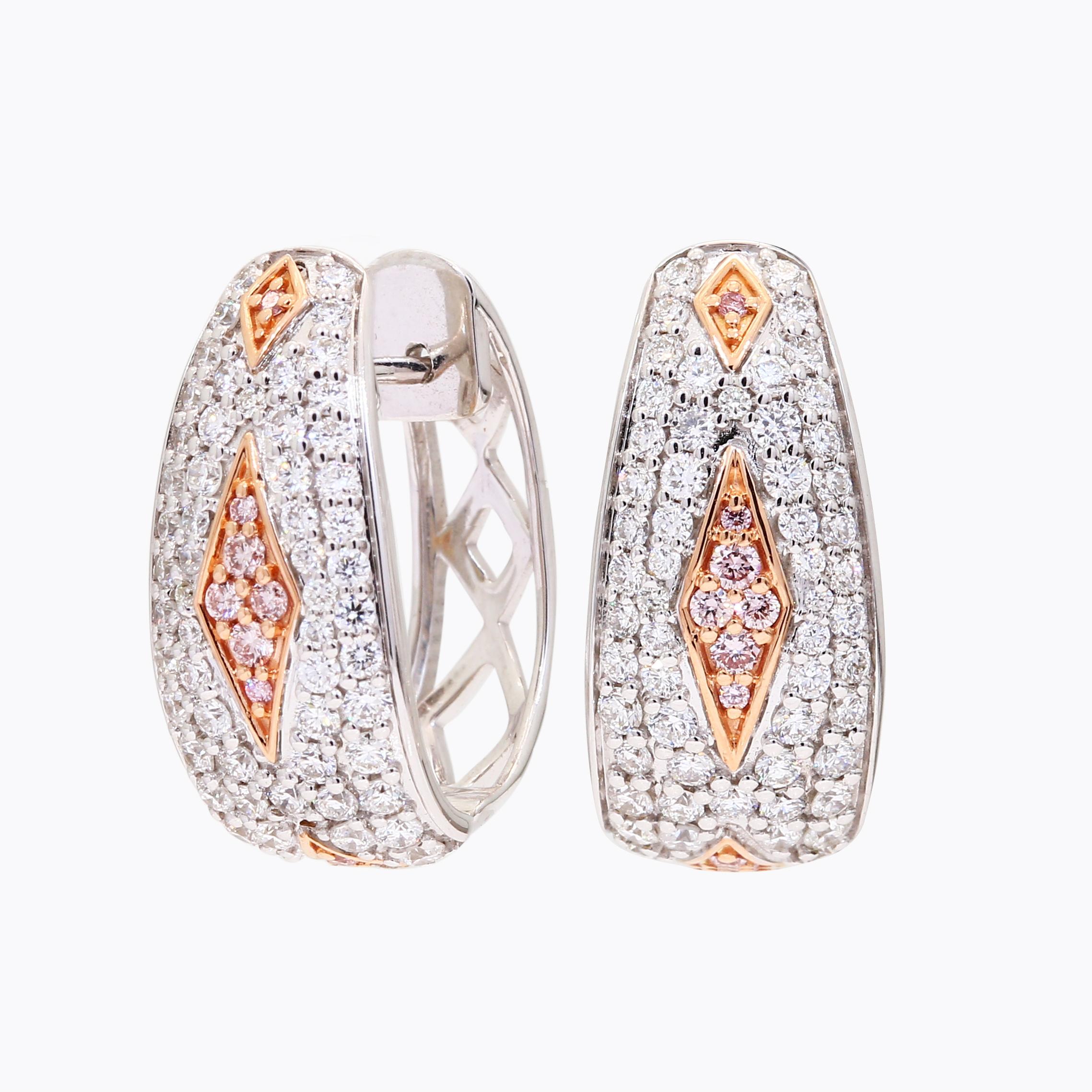 Evia Argyle pink and white diamond earrings