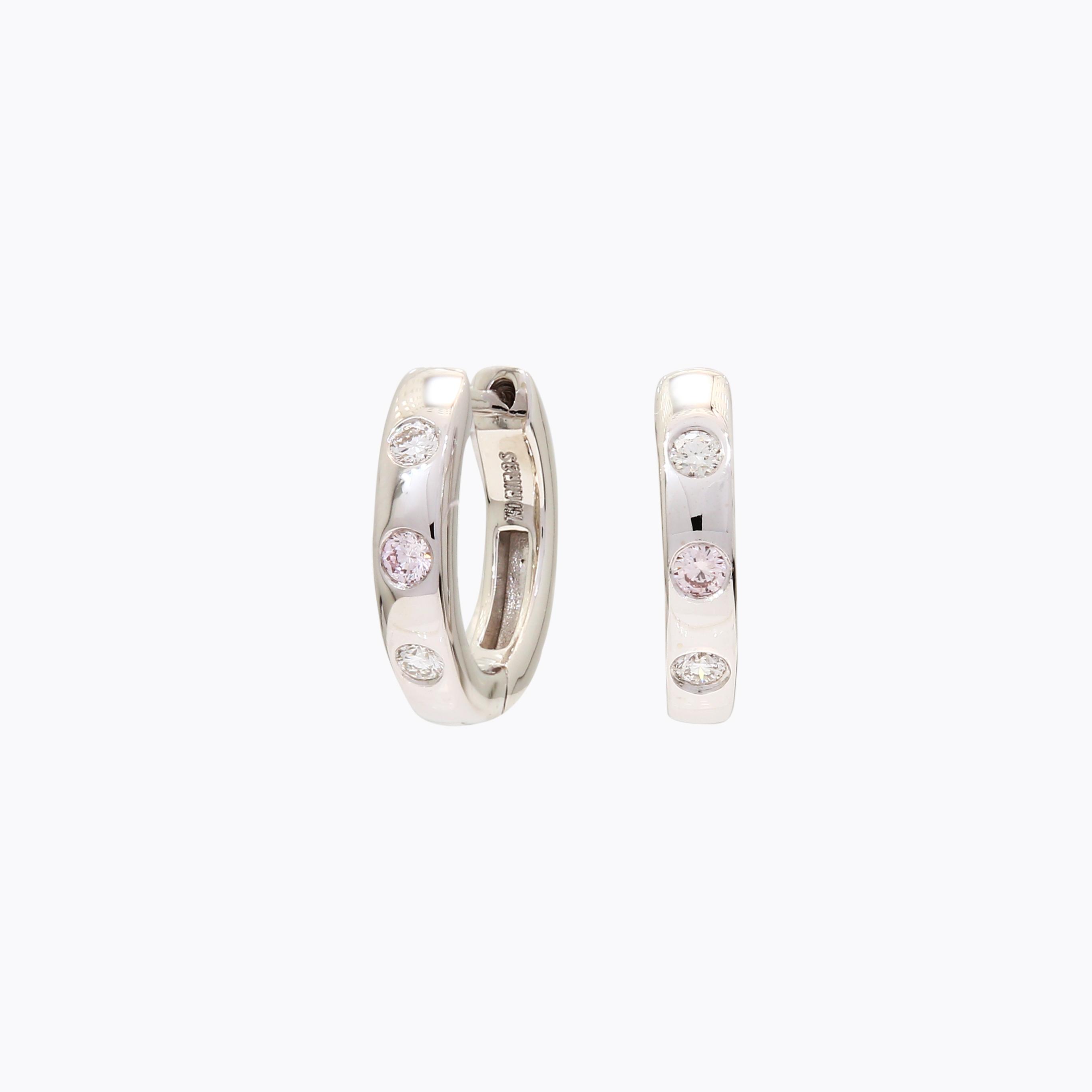 Marley Argyle pink and white diamond huggie earrings