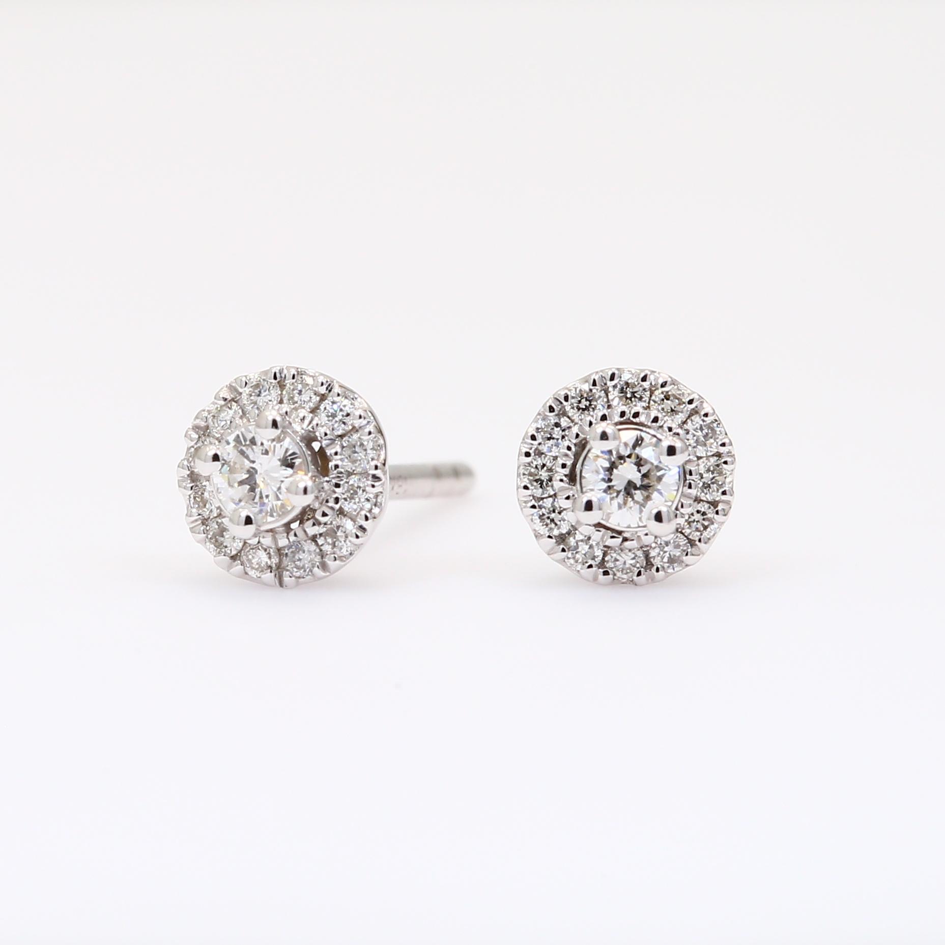 Rouge white diamond halo stud earrings