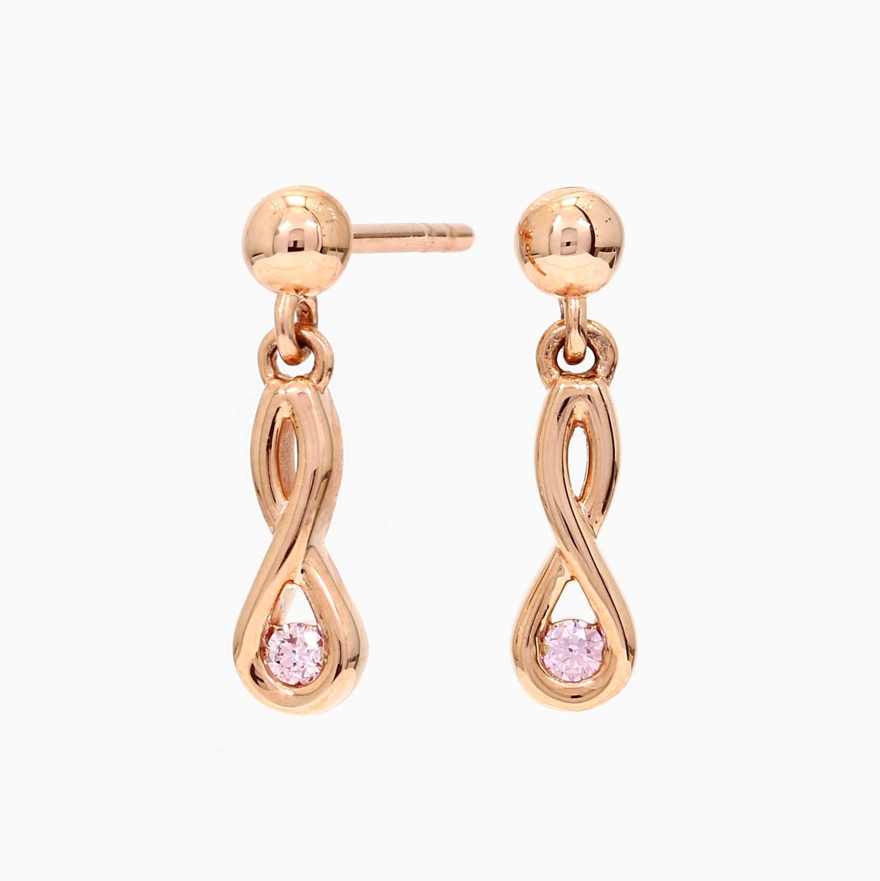 Infinite Argyle pink diamond drop stud earrings