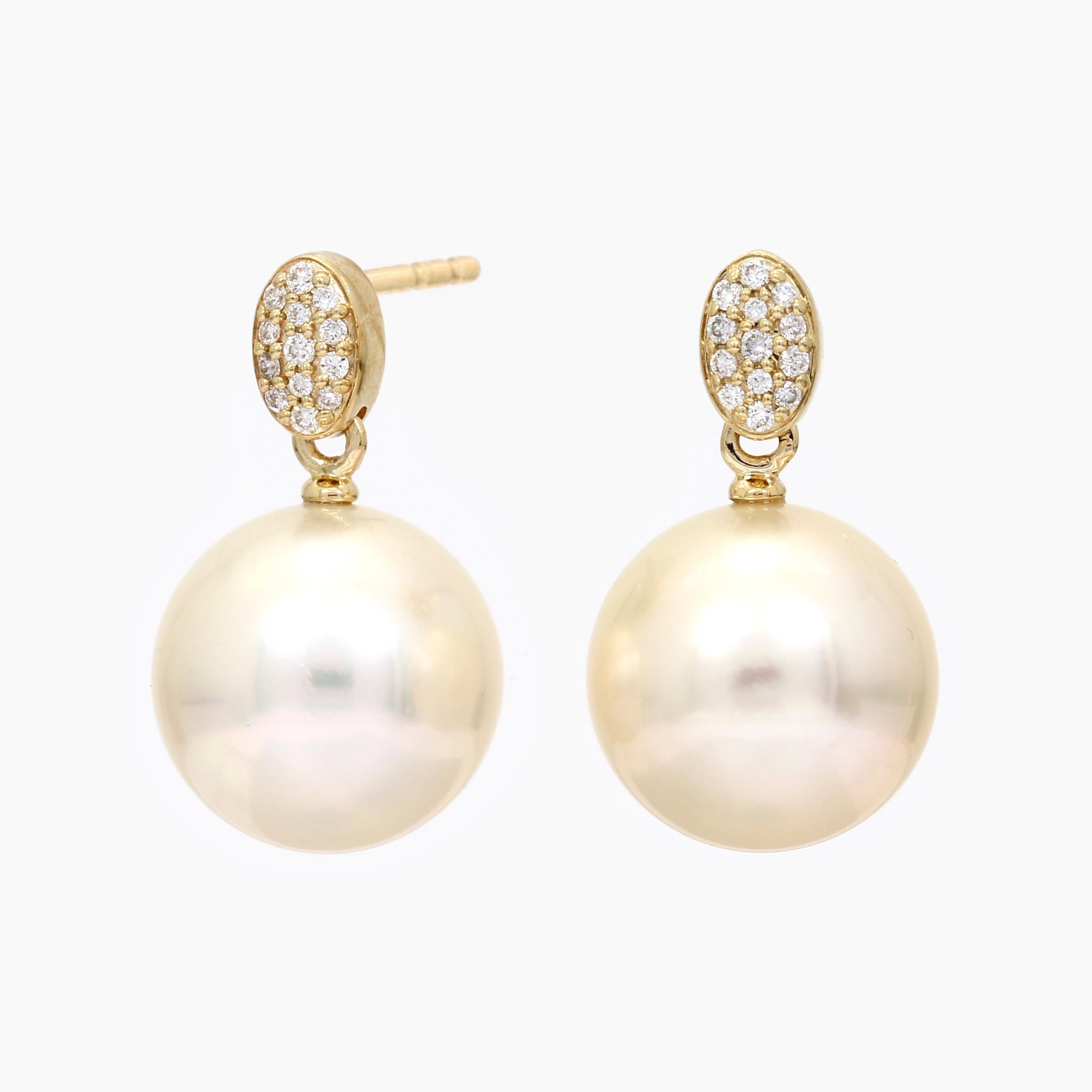 Moana white South Sea pearl and white diamond drop stud earrings