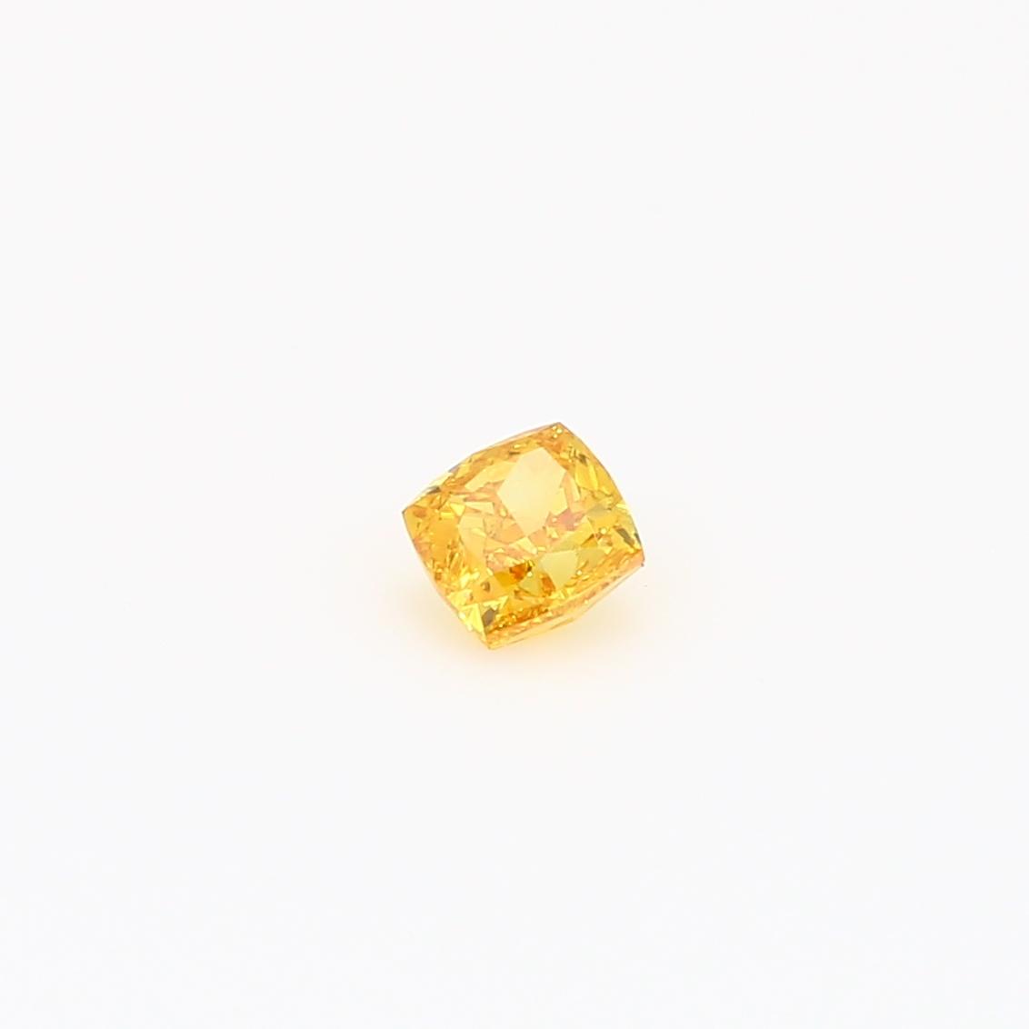 0.25 Carat cushion-cut fancy vivid orange yellow diamond