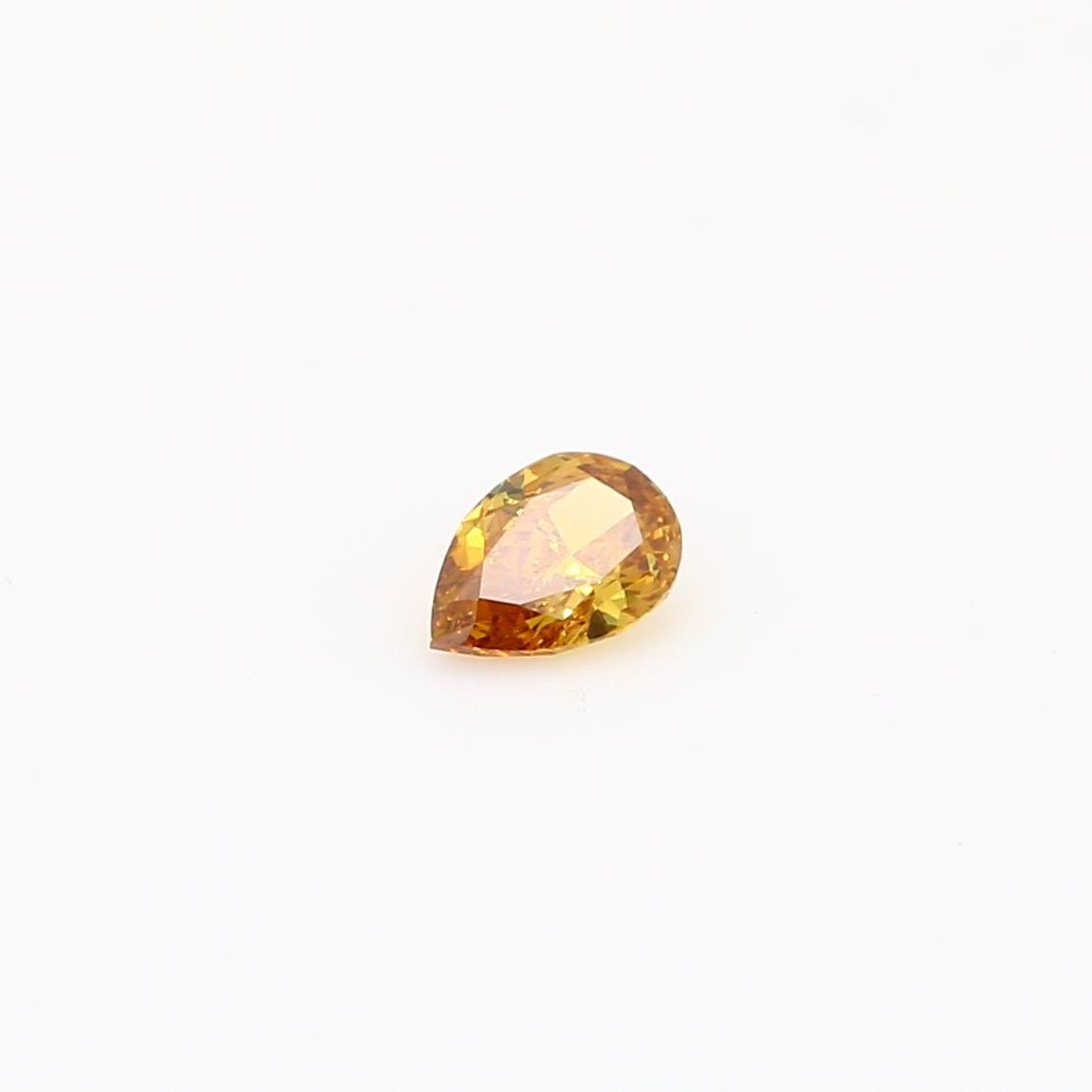 0.19 Carat pear-cut fancy intense orange yellow diamond