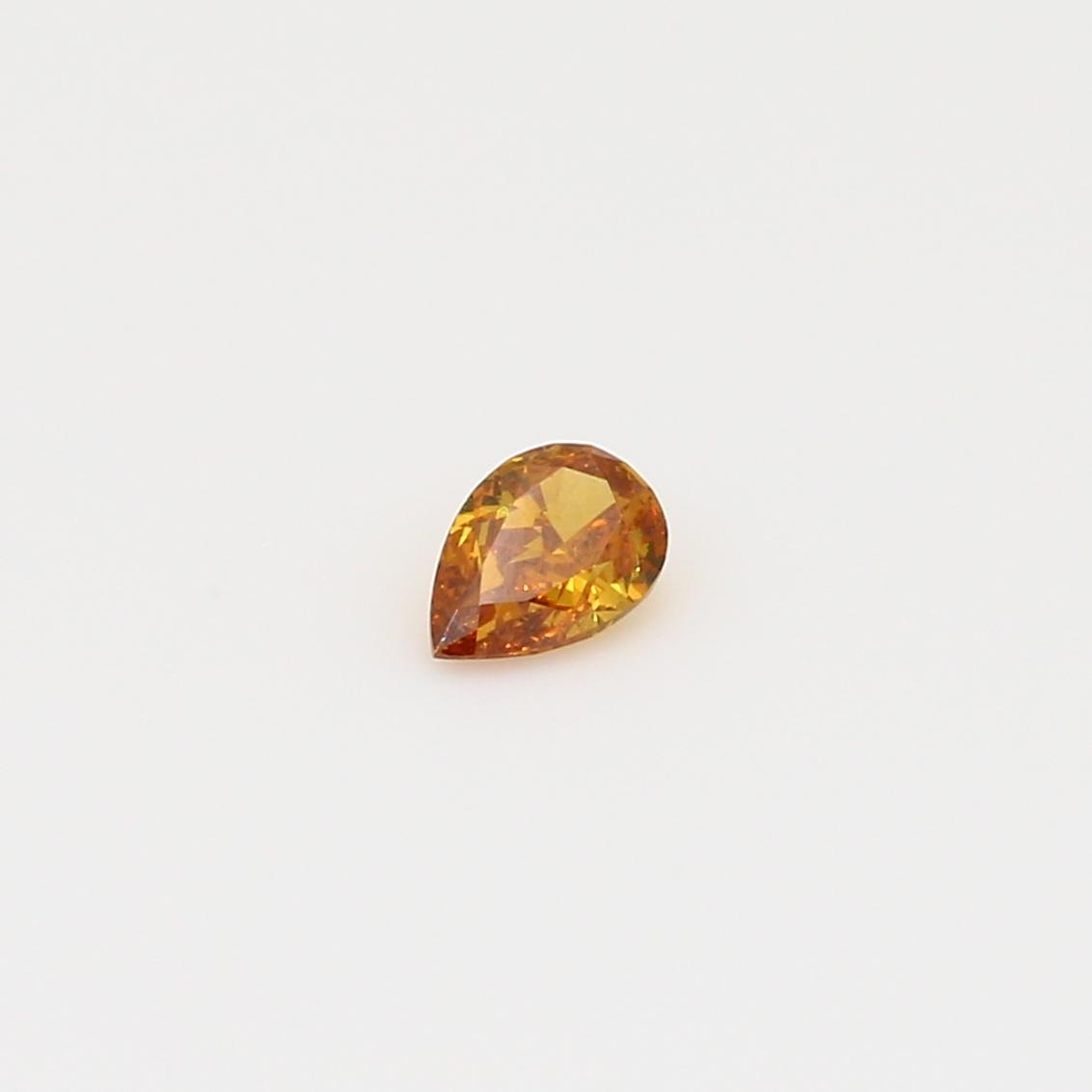 0.19 Carat pear-cut fancy intense orange yellow diamond