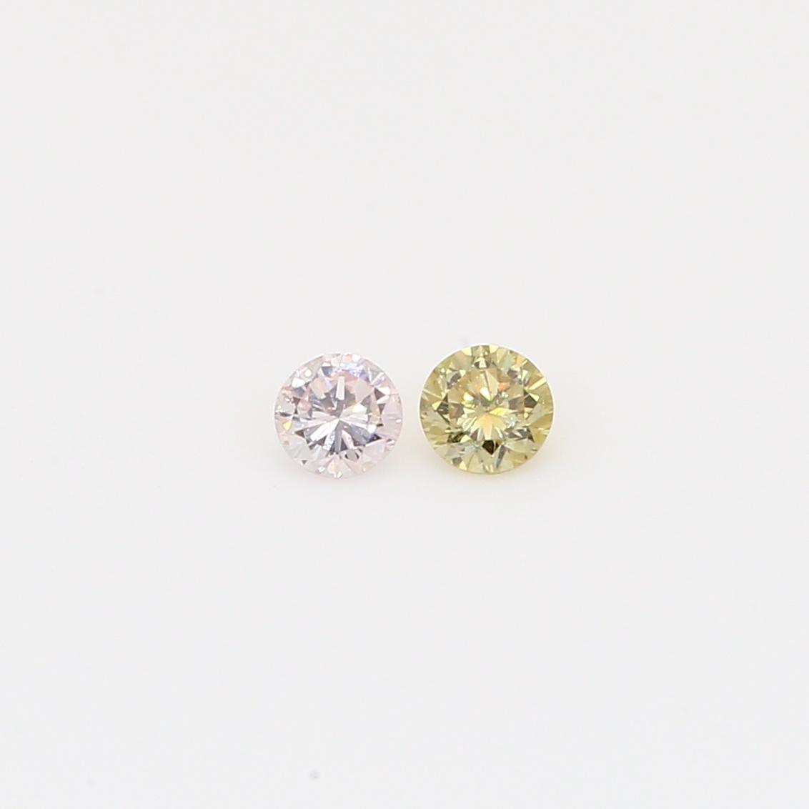 0.17 Total carat pair of round cut FPP Argyle pink and fancy green diamonds