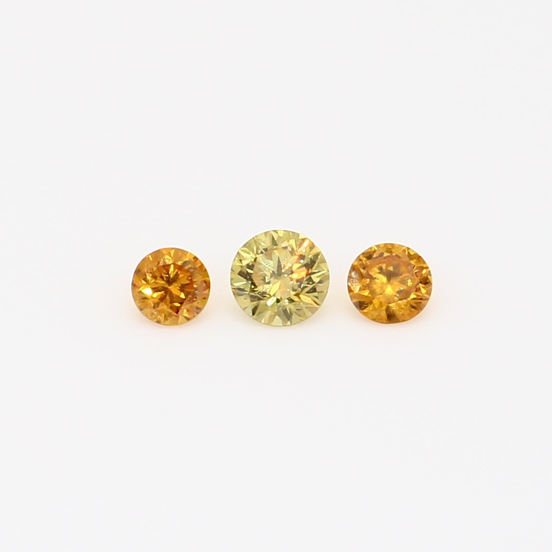0.26 Total carat trio of orange and yellow diamonds