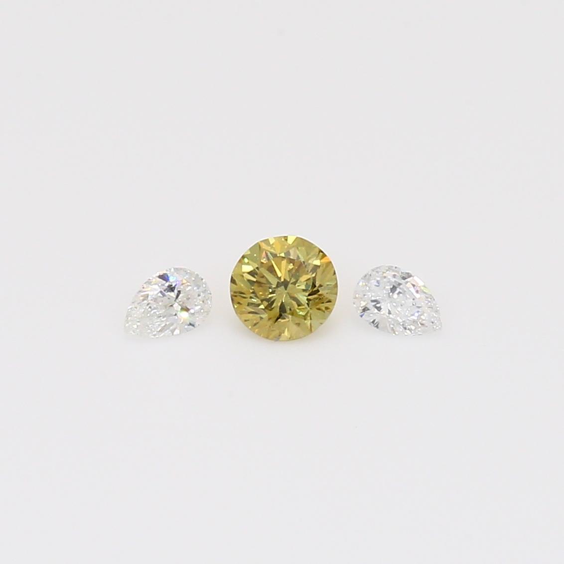 0.23 Total carat trio of pear and round-cut green and white diamonds