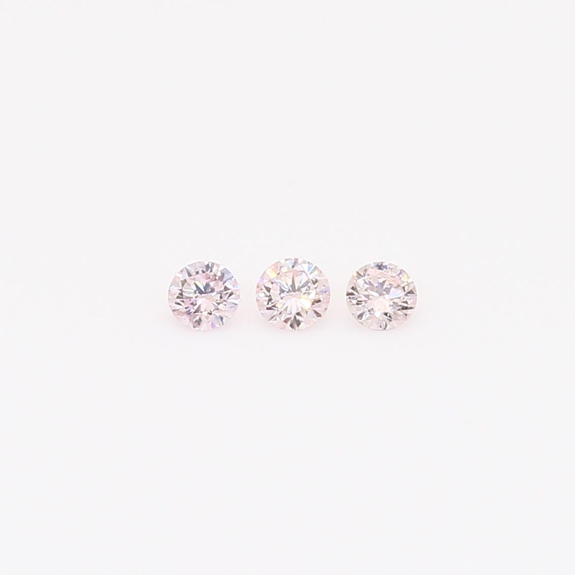 0.10 Total carat trio of round-cut FLP Argyle pink diamonds
