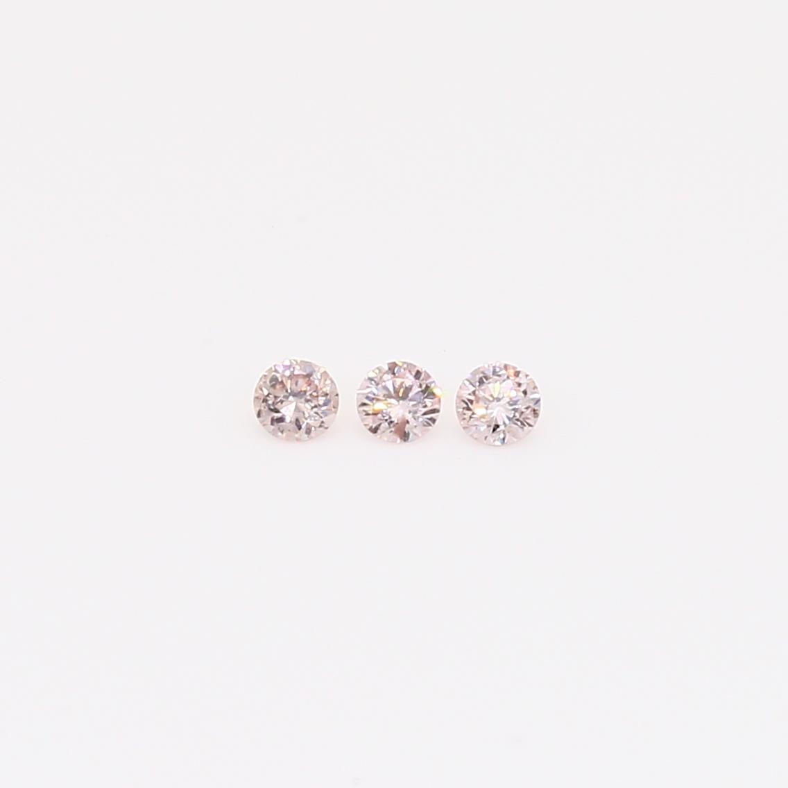 0.025 Total carat trio of round-cut FP Argyle pink diamonds