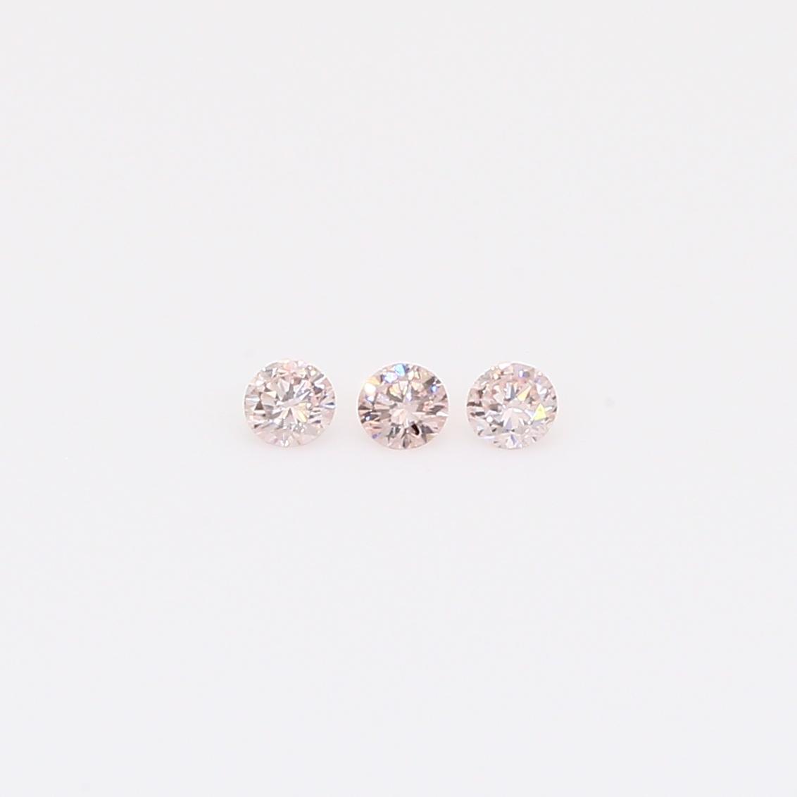 0.07 Total carat trio of round-cut FLP/PR Argyle pink diamonds
