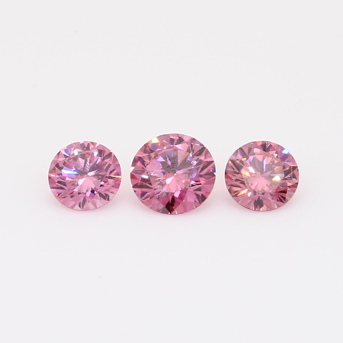 0.59 Total carat trio of round-cut GIA certified 2PR Argyle certified pink diamonds