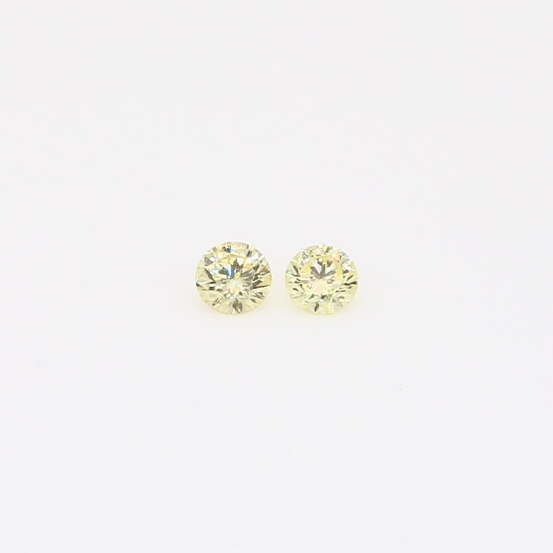 0.09 Total carat pair of round-cut fancy intense yellow diamonds