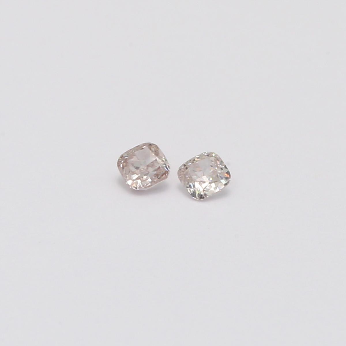 0.15 Total Carat Pair of Cushion Cut Pink Diamonds