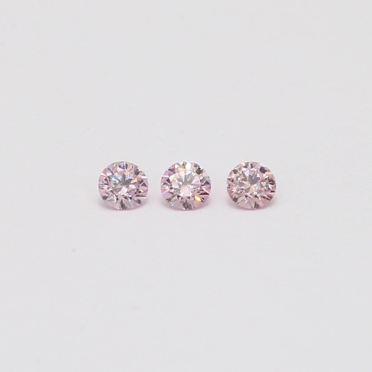 0.15 Total carat trio of round cut FPP Argyle pink diamonds