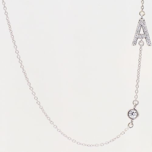 White gold shop letter necklace