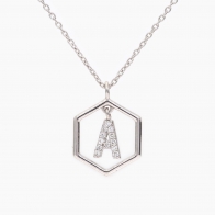 Insignia Icon white diamond white gold initial necklace