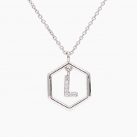 Insignia Icon white diamond sterling silver initial necklace