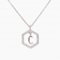 Insignia white diamond sterling silver initial necklace