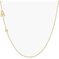 Lexicon A white diamond yellow gold initial necklace