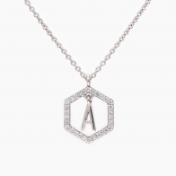 Insignia white diamond white gold initial necklace