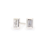 Elixer baguette-cut white diamond stud earrings