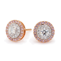 Halo Argyle pink diamond cluster stud earrings