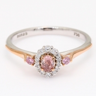 Lusitania oval and round cut Argyle pink and white diamond ring
