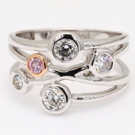Bubbles white and Argyle pink diamond dress ring