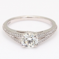 Amore round-cut white diamond split shank engagement ring