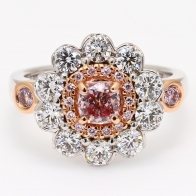The Jubilation Crescendo Exhibition Argyle pink diamond round cut halo ring