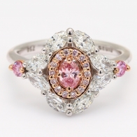 The Avalon Crescendo Exhibition Argyle pink diamond marquise cut halo ring