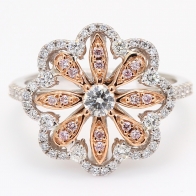 Ostara white and Argyle pink diamond flower ring