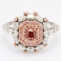 Viva radiant oval and round-cut Argyle pink diamond halo ring
