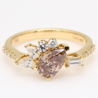 Minnelli pear baguette and round-cut Argyle champagne and white diamond ring