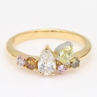 Celebration pear-cut and round-cut rainbow diamond ring