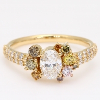 Frolic IV oval and round-cut rainbow diamond ring