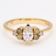 Vivienne marquise and round cut rainbow diamond ring